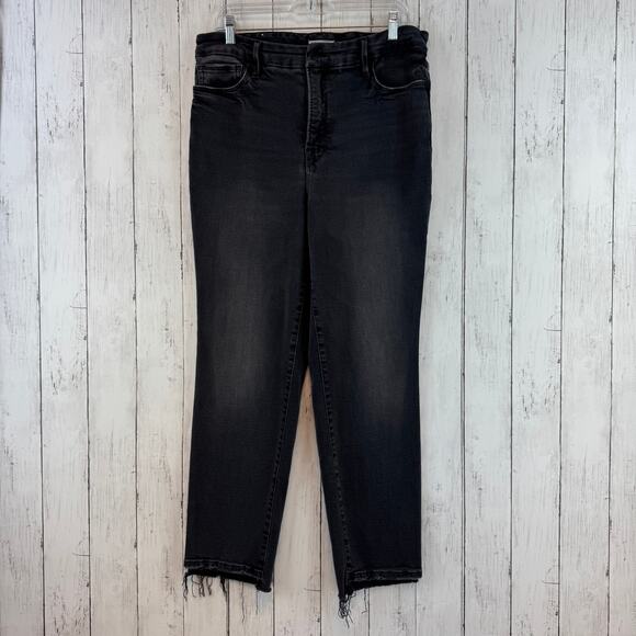 Good American Black271 Classic Slim-Straight Raw Step-Hem Jeans Plus Size 15 - Picture 2 of 14